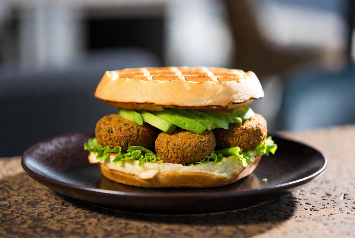 Falafel Waffel Sandwich